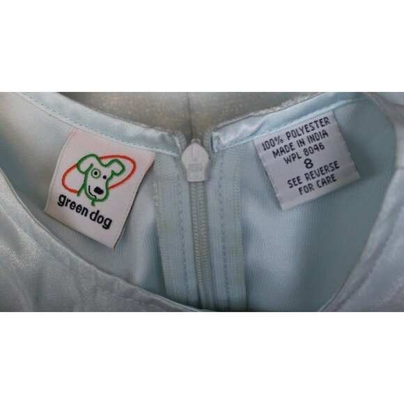 Green Dog Dress sz 8 Blue Wedding Flower Bow Shimmer Sheer Daisy Special Occasio - Picture 9 of 12